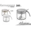 FORMAGGIERA FORMAGGIO CON CUCCHIAIO IN VETRO 300CC COLORI ASSORTITI TONDA 839016