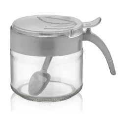 FORMAGGIERA FORMAGGIO CON CUCCHIAIO IN VETRO 300CC COLORI ASSORTITI TONDA 839016