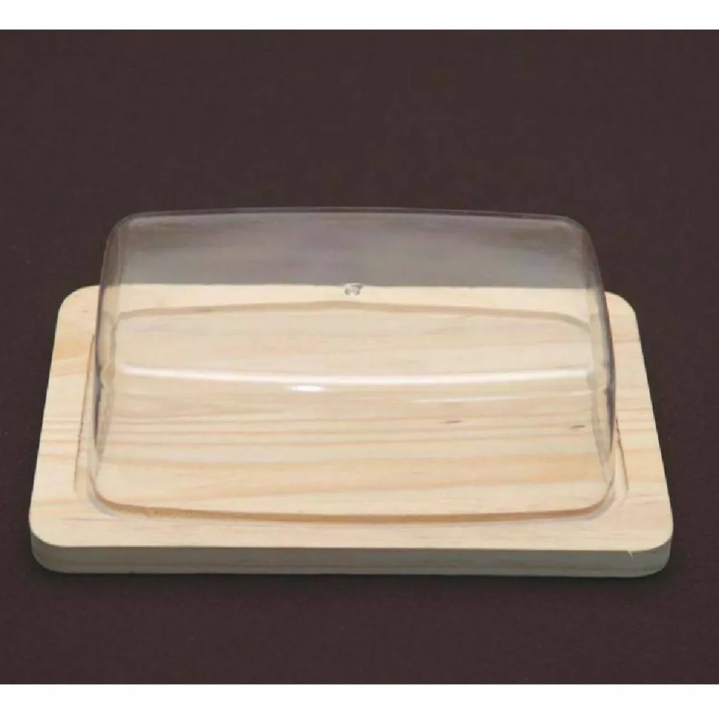 FORMAGGIERA PORTA FORMAGGIO RETTANGOLARE BASE IN LEGNO E CUPOLA COPERTURA