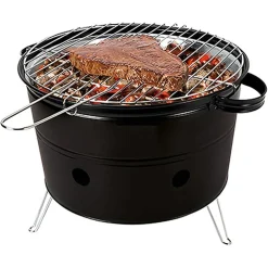 FORNACELLA A CARBONE TONDA BARBECUE PORTATILE RIPIANO GRIGLIA ACCIAIO CUOCI CARNE PESCE