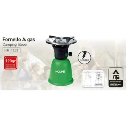 FORNELLINO A GAS PORTATILE 190GR PER CAMPEGGIO CAMPING DA VIAGGIO DI EMERGENZA