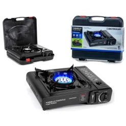 FORNELLO PORTATILE FUNZIONA CON CARTUCCE A GAS BUTANO CON VALIGETTA PER CAMPEGGIO GIARDINO