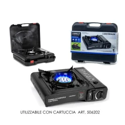 FORNELLO PORTATILE FUNZIONA CON CARTUCCE A GAS BUTANO CON VALIGETTA PER CAMPEGGIO GIARDINO