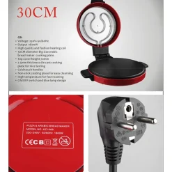 FORNO CUOCI PIZZA ELETTRICO CUCINA REGINA FORNETTO DOPPIA COTTURA 1800WATT 30CM