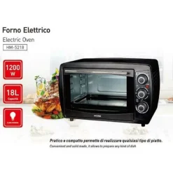 FORNO FORNETTO ELETTRICO 1200 WATT 18 LITRI LUCE INTERNA TIMER E TERMOSTATO