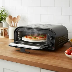FORNO PER PIZZA CON PIETRA REFRATTARIA 1600W COTTURA RAPIDA DOPPIO ELEMENTO RISCALDANTE