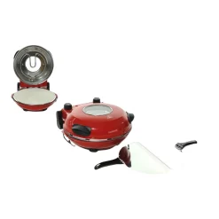 FORNO PER PIZZA 1200W ELETTRICO TERMOSTATO REGOLABILE Φ31CM CON 2 PALE PIZZA IN ACCIAIO