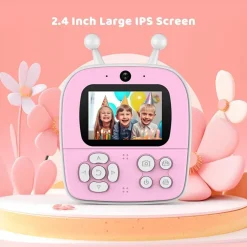 FOTOCAMERA A STAMPA ISTANTANEA PER BAMBINI DIGITALE 1080P DOPPIO OBIETTIVO CON CARTA