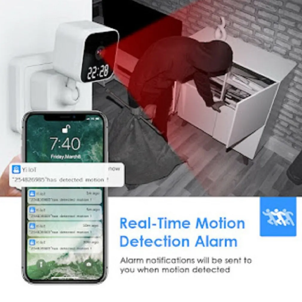 FOTOCAMERA HD 1080P WIFI SICUREZZA IP HOME CAM VISIONE NOTTURNA OROLOGIO Q-SX909