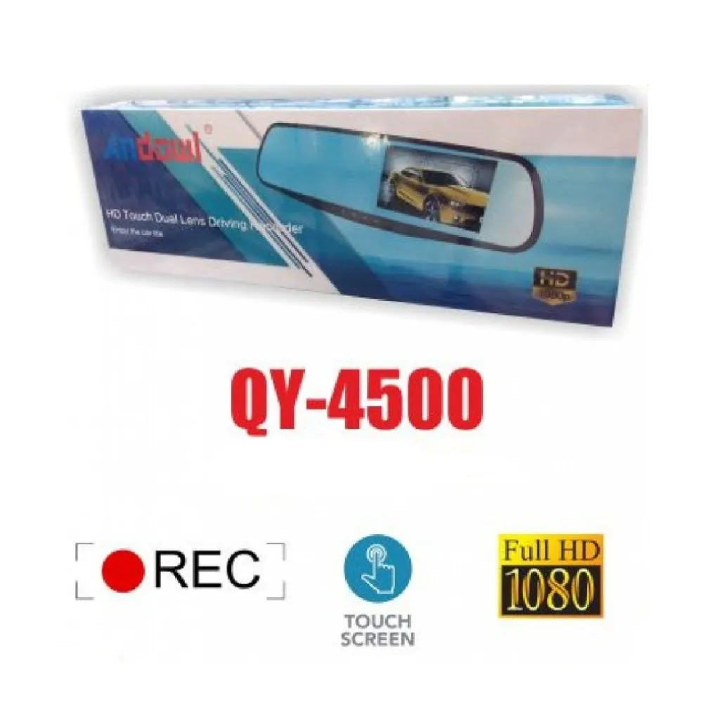 FOTOCAMERA PER AUTO SPECCHIO TOUCH FULL HD 5" GUIDA CON DOPPIO OBIETTIVO QY-4500