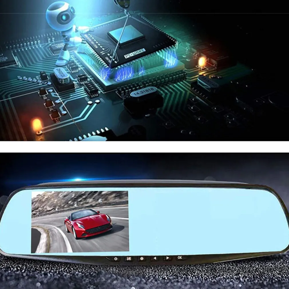 FOTOCAMERA PER AUTO SPECCHIO TOUCH FULL HD 5" GUIDA CON DOPPIO OBIETTIVO QY-4500