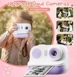 FOTOCAMERA PORTATILE A STAMPA ISTANTANEA PER BAMBINI CON SCHERMO LED ZOOM DIGITALE 6X