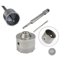 FRESA A TAZZA 80MM CAROTATRICE CON ASTA SDS PLUS 90MM CALCESTRUZZO CEMENTO