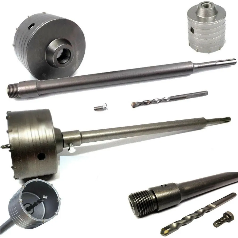 FRESA CAROTATRICE A TAZZA PER MURO DA 30MM A 130MM + ASTA DA 65 CM SDS PLUS