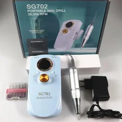 FRESA PER UNGHIE PORTATILE RICARICABILE 35000 RPM STRUMENTI NAIL ART MANICURE SET PUNTE