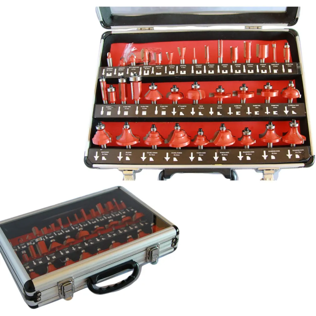 FRESE LEGNO PER PANTOGRAFO 6mm SET KIT 35 PEZZI IN VALIGETTA DI ALLUMINIO