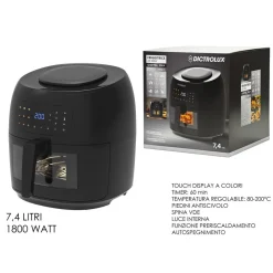 FRIGGITRICE AD ARIA CON OBLÒ DA 7,4LT TEMPERATURA REGOLABILE 9 PROGRAMMI TIMER 1800 W