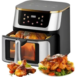 FRIGGITRICE AD ARIA 15LT TOUCH LED 8 PROGRAMMI FINESTRA VISIBILE SENZA OLIO + 50PZ CARTA