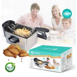 FRIGGITRICE ELETTRICA PORTATILE POFESSIONALE 2000 W CESTO ACCIAIO INOX TX-8254