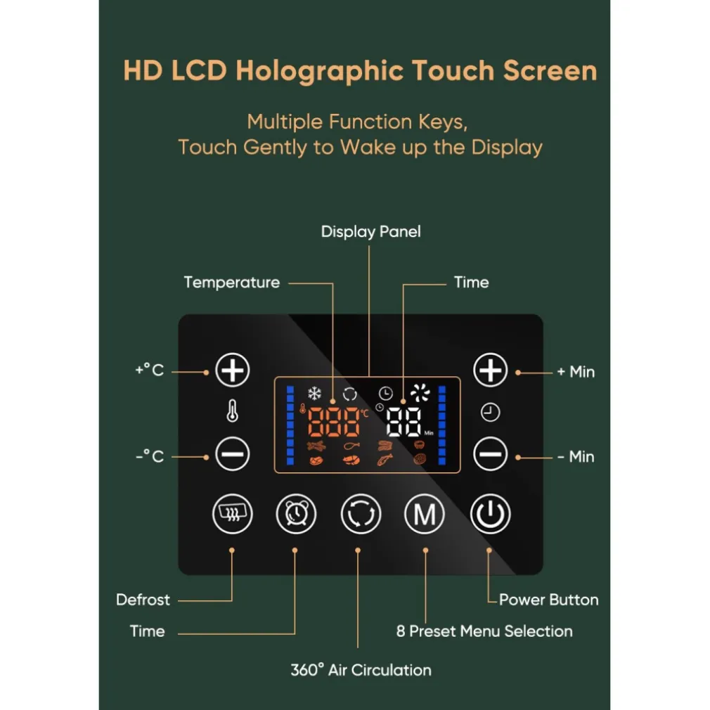 FRIGGITRICE Q-G9L DESIGN ELEGANTE FORNO FRIGGITRICE AD ARIA VISIBILE DA 9 LITRI