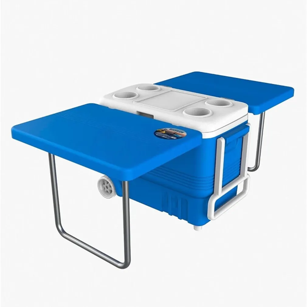 FRIGO PASSIVO PORTATILE 45LT CON TAVOLO PIEGHEVOLE PER CAMPEGGIO PICNIC SPIAGGIA 286512