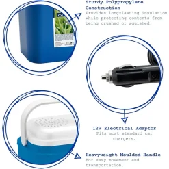 FRIGORIFERO ELETTRICO 12V 18LT BORSA TERMICA BLU/BIANCO PER VIAGGI PICNIC CAMPEGGIO 860195