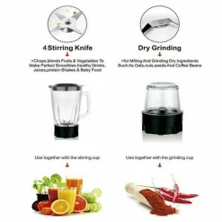 FRULLATORE 2 IN 1 PULSE LAMA ACCIAIO 1000W BROCCA VETRO 1,5LT + 1 PICCOLA Q-FR60