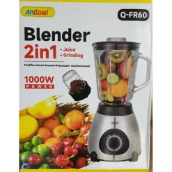FRULLATORE 2 IN 1 PULSE LAMA ACCIAIO 1000W BROCCA VETRO 1,5LT + 1 PICCOLA Q-FR60