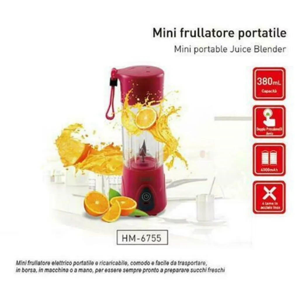 FRULLATORE ELETTRICO PORTATILE MINI PER FRAPPE PICCOLO MIXER DI VETRO TRITATUTTO