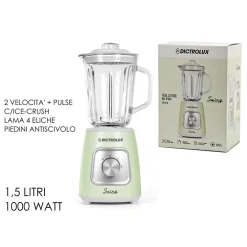 FRULLATORE 1000W CON CARAFFA IN VETRO 1.5LT 2 VELOCITÀ + PULSE DESIGN VINTAGE RETRÒ