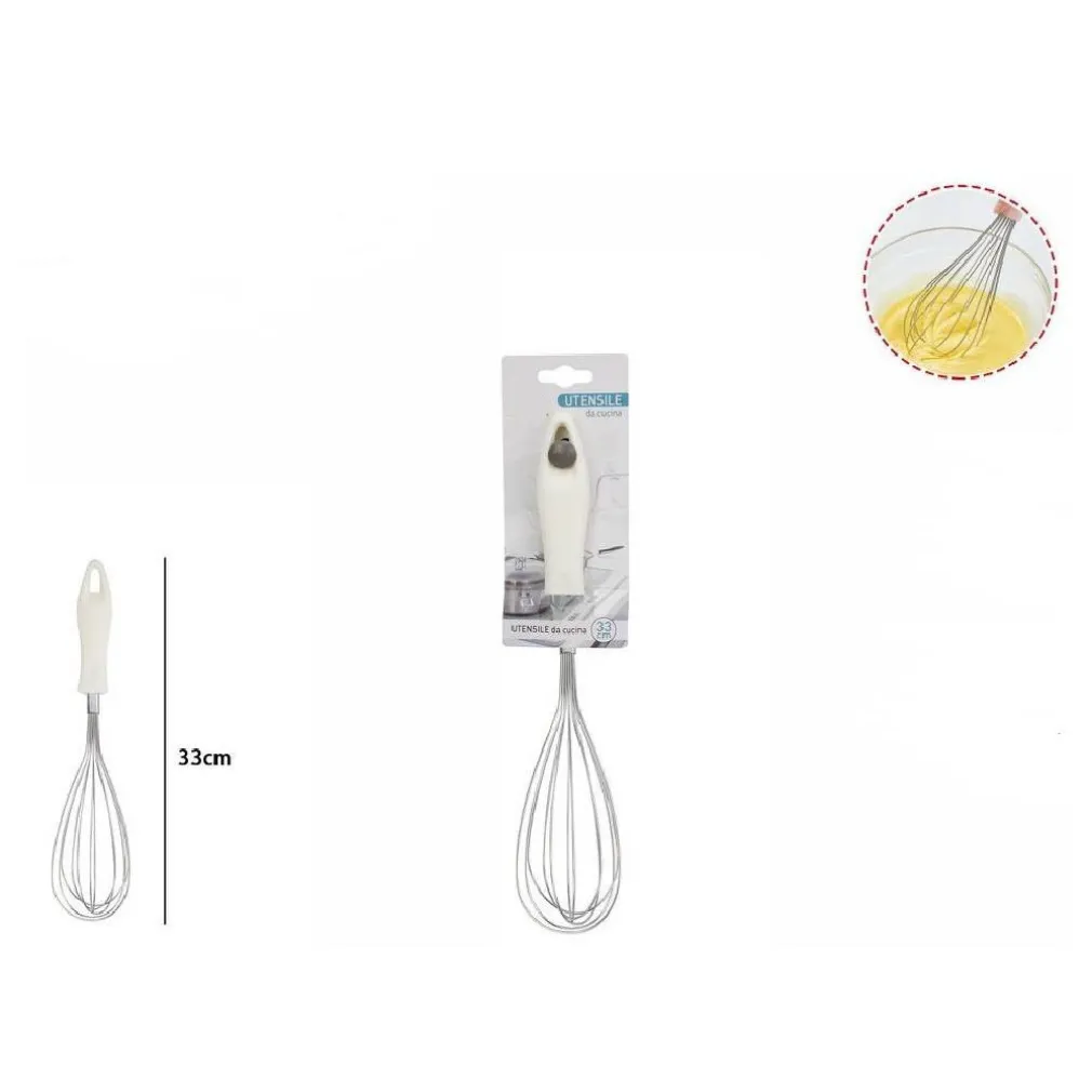FRUSTA 33 CM CON MANICO IN PLASTICA BIANCA UTENSILE DA CUCINA PASTICCERIA 66157