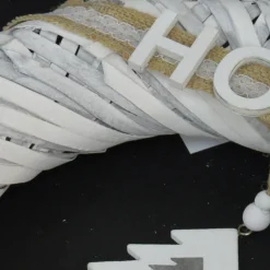 FUORIPORTA NATALIZIO IN LEGNO SHABBY CHIC DIAMETRO 40CM DECORAZIONE PORTE BIANCO