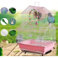 GABBIA GRANDE PER UCCELLI QUADRATA METALLO FERRO VILLA FORTE DUREVOLE 34X26X51CM