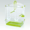 GABBIA PER CANARINI E PICCOLI VOLATILI CON FONDO IN PLASTICA VERDE + ACCESSORI