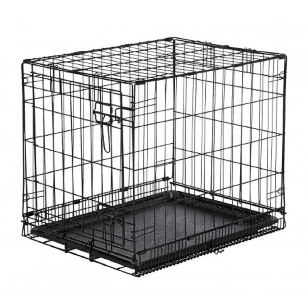 GABBIA PER CANI CANE IN METALLO NERO 96 X 84 X 64 CM PER TRASPORTO CON RUOTE
