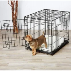 GABBIA PER CANI CANE IN METALLO NERO 96 X 84 X 64 CM PER TRASPORTO CON RUOTE