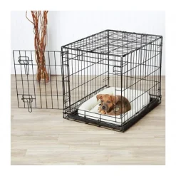 GABBIA PER CANI CANE IN METALLO NERO 96 X 84 X 64 CM PER TRASPORTO CON RUOTE
