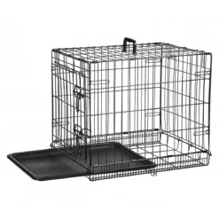 GABBIA PER CANI CANE IN METALLO NERO 96 X 84 X 64 CM PER TRASPORTO CON RUOTE