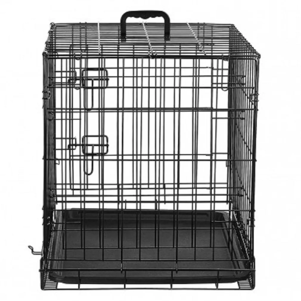 GABBIA PER CANI CANE IN METALLO NERO 96 X 84 X 64 CM PER TRASPORTO CON RUOTE