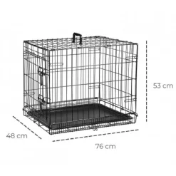 GABBIA PER CANI CANE IN METALLO NERO 96 X 84 X 64 CM PER TRASPORTO CON RUOTE