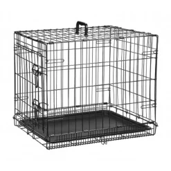 GABBIA PER CANI CANE IN METALLO NERO 96 X 84 X 64 CM PER TRASPORTO CON RUOTE