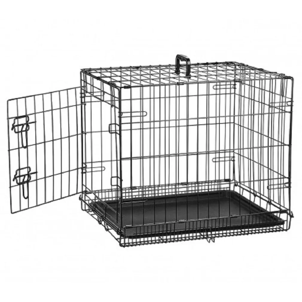 GABBIA PER CANI CANE IN METALLO NERO 96 X 84 X 64 CM PER TRASPORTO CON RUOTE