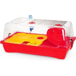 GABBIA RODITORI CON DOPPIA SICUREZZA ABBEVERATOIO RUOTA GIOCO 58 X 22 X 31 CM