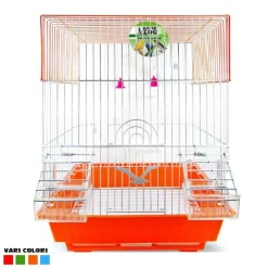 GABBIA UCCELLI CANARINI PAPPAGALLI FORMA QUADRATA CON ACCESSORI VARI COLORI
