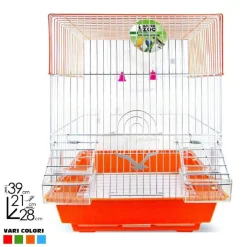 GABBIA UCCELLI CANARINI PAPPAGALLI FORMA QUADRATA CON ACCESSORI VARI COLORI