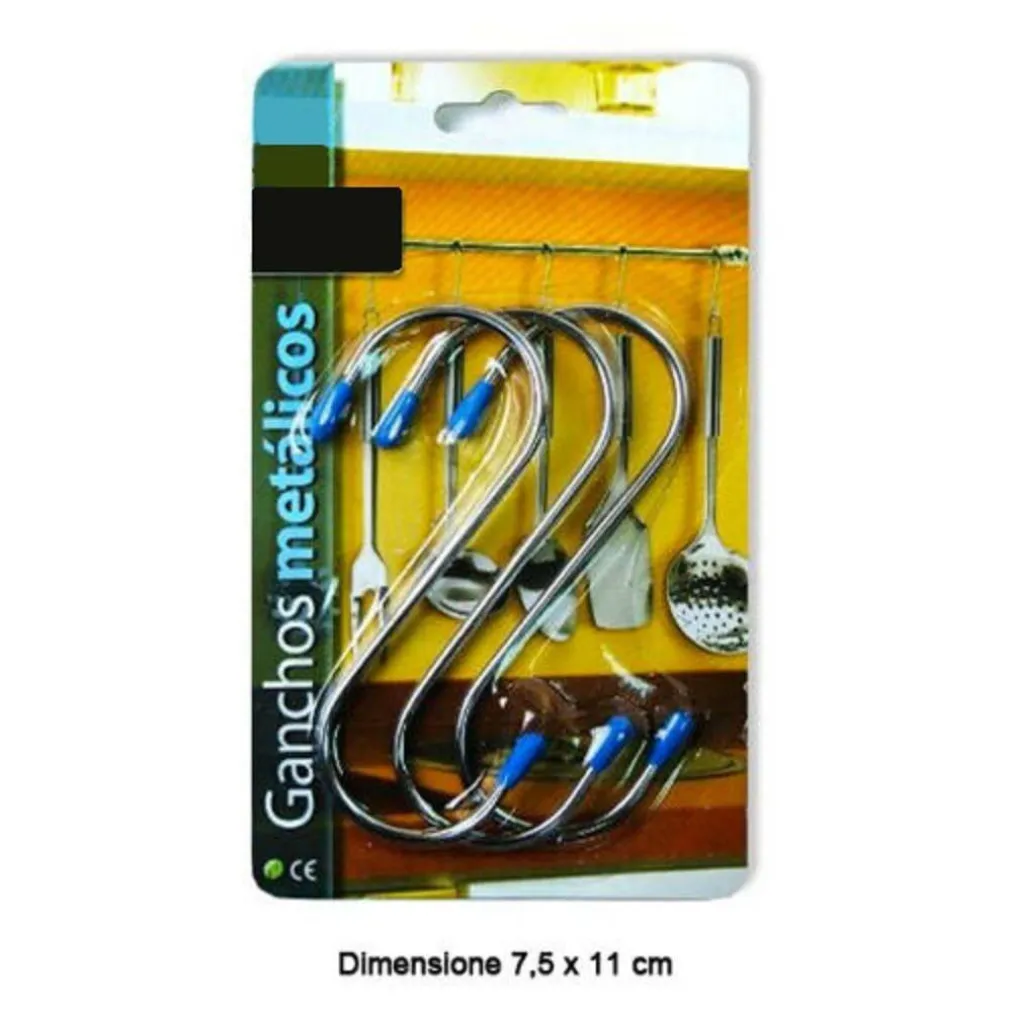 GANCI GANCIO A FORMA DI S IN ACCIAIO SET DA 3 PEZZI 7,5 X 11 CM APPENDINO
