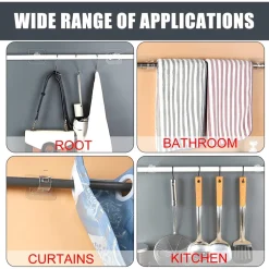 GANCI TRASPARENTI 2PZ SENZA FORARE PVC AUTOADESIVE PER TENDE PORTASCIUGAMANI SOSPESI