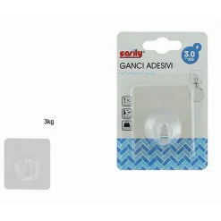 GANCIO ADESIVO TRASPARENTE APPENDINO PER PARETE CUCINA BAGNO ATTACCAPANNI 87754