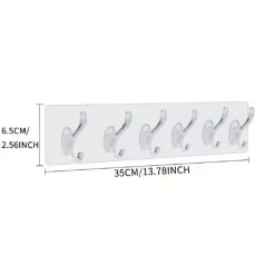 GANCIO APPENDIABITI DA PARETE A 6 FILE ADESIVI TRASPARENTI APPENDERE ACCESSORI