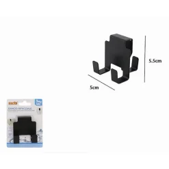 GANCIO BIFACCIALE PER PORTA BOX DOCCIA 3 GANCI ACCAPPATOIO TELO BAGNO NERO 87772